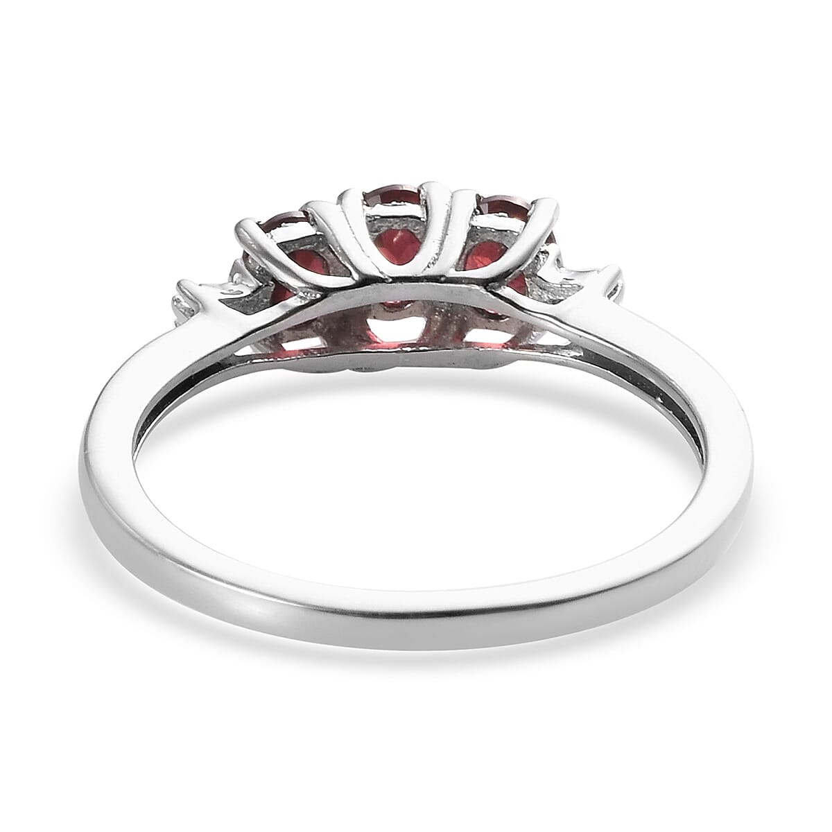 Anthill Garnet and Diamond Accent 3 Stone Ring in Platinum Over Sterling Silver (Size 6.0) 0.65 ctw image number 4