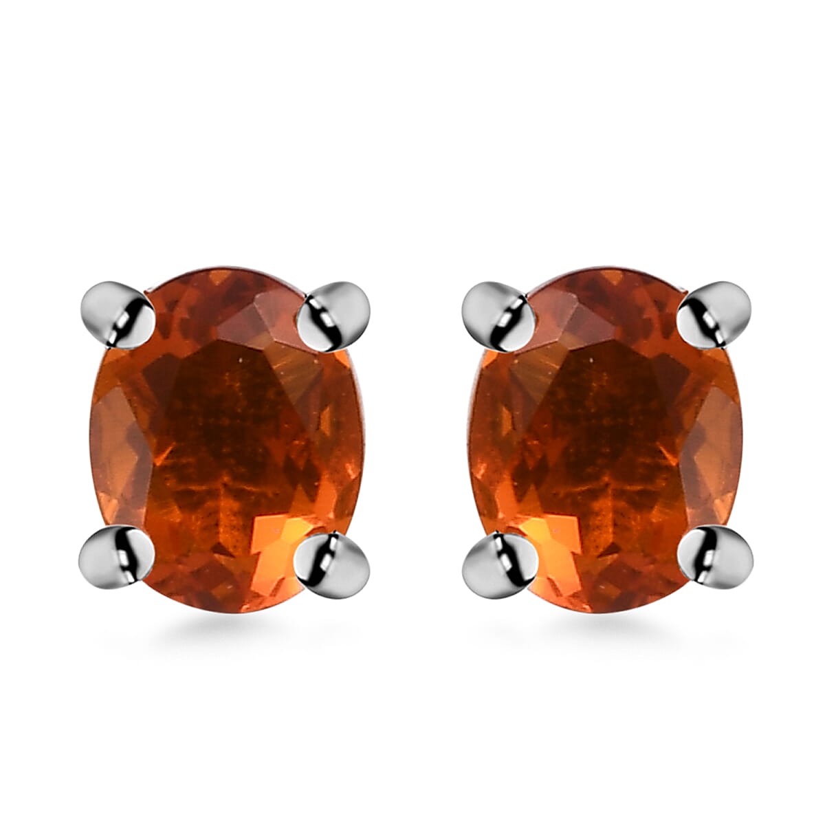 Crimson Fire Opal Solitaire Stud Earrings in Platinum Over Sterling Silver 0.50 ctw