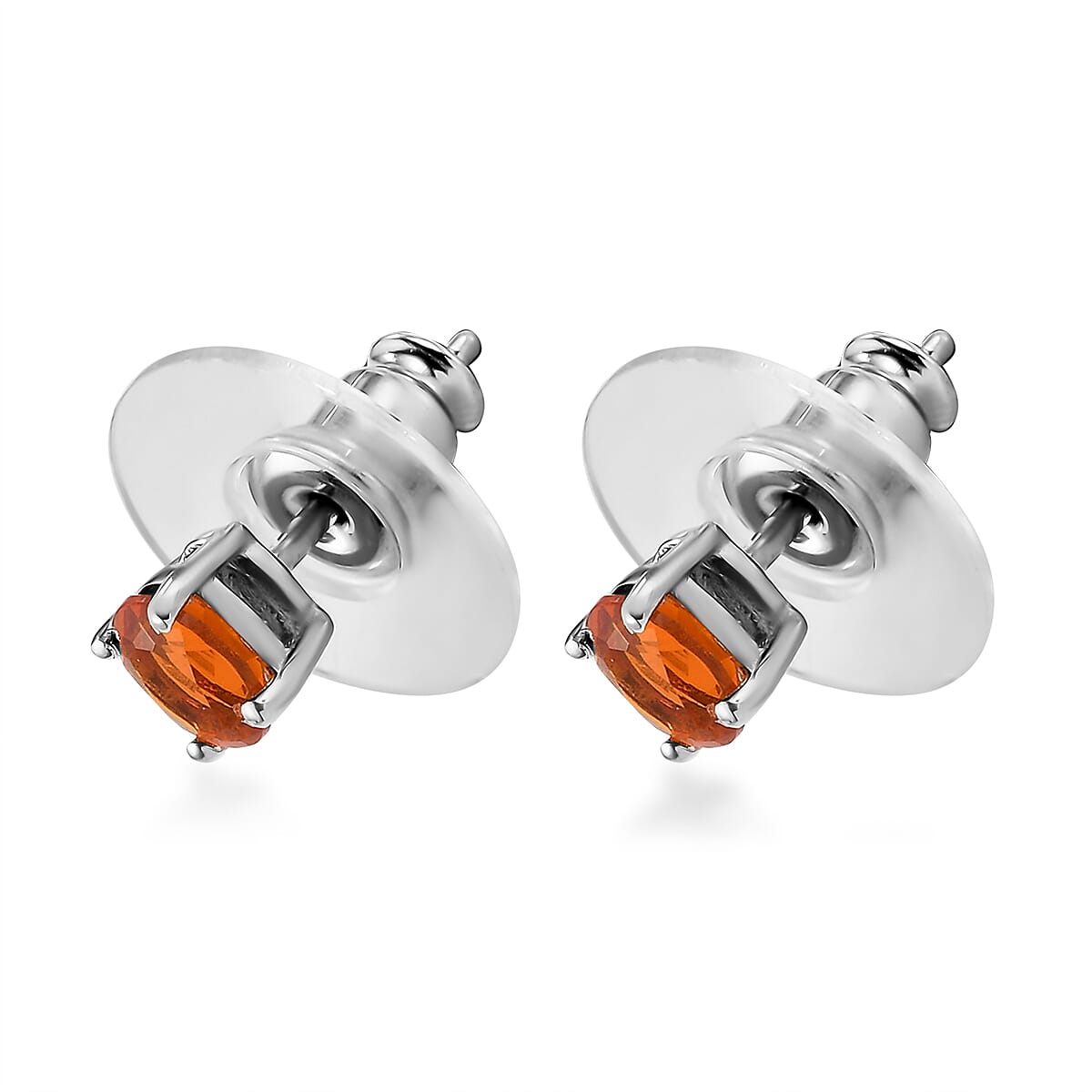 Crimson Fire Opal Solitaire Stud Earrings in Platinum Over Sterling Silver 0.50 ctw