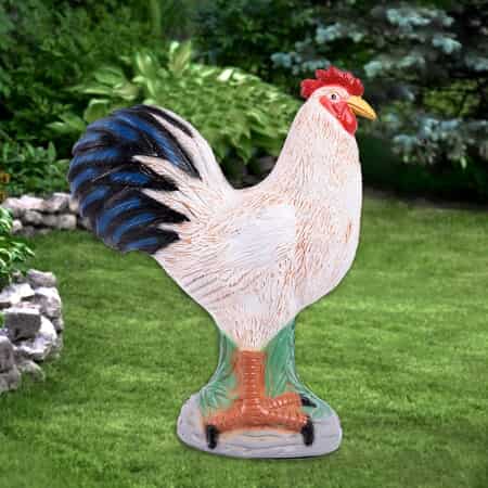 Lifelike White Rooster Statue Garden Decoration image number 1