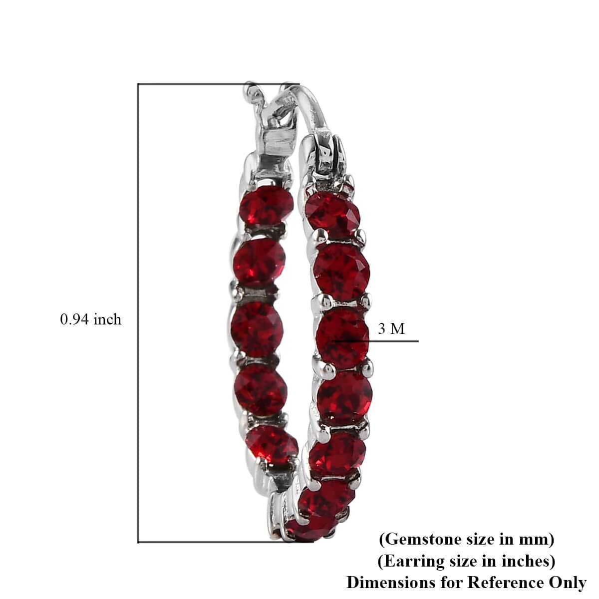 Siam Color Crystal Hoop Earrings in Stainless Steel image number 4