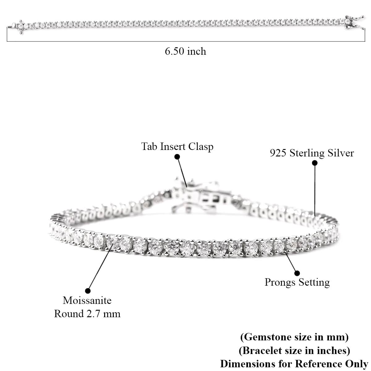 Moissanite Tennis Bracelet in Sterling Silver (6.50 In) 9.30 Grams 4.25 ctw image number 6