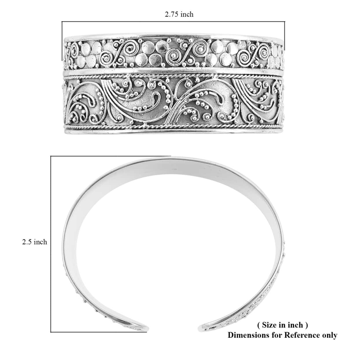 Bali Legacy Sterling Silver Cuff Bracelet (7.25 in) 54.50 Grams image number 5