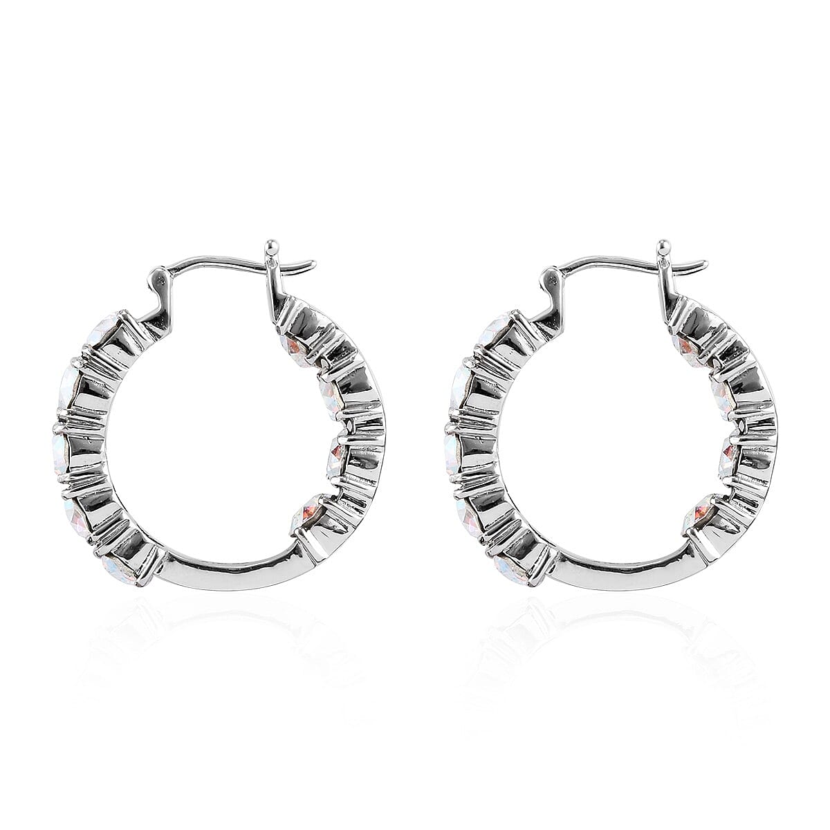 Aurora Borealis Crystal Hoop Earrings in Stainless Steel