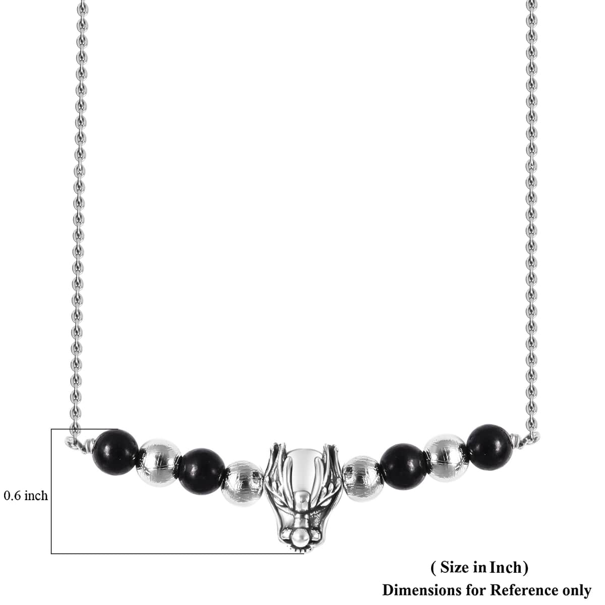 Marvelous Meteorite and Shungite Beaded Dragon Charm Necklace 18 Inches in Sterling Silver 7.00 ctw image number 3