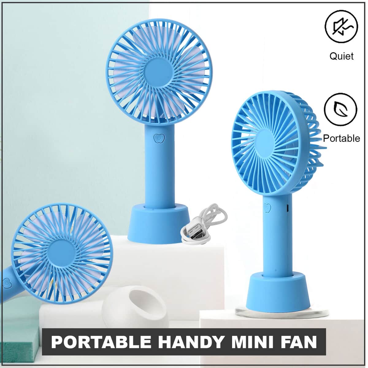 Homesmart Blue Portable Handy Mini Fan with 3 Speed Setting (1200 mAh) image number 1