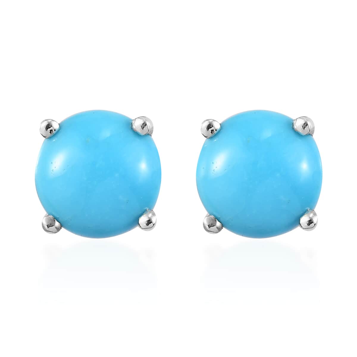 Premium Sleeping Beauty Turquoise Solitaire Stud Earrings in Platinum Over Sterling Silver 2.35 ctw image number 0