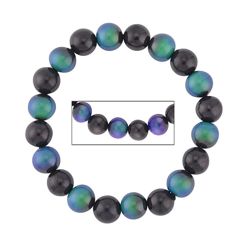 Multi Gemstone Beads Bracelet, Shungite Beads Bracelet, Color Change Hematite Beads Bracelet, Beaded Stretch Bracelet 197.00 ctw
