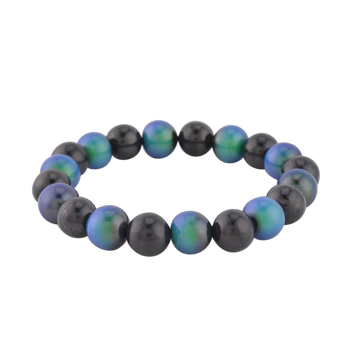 Multi Gemstone Beads Bracelet, Shungite Beads Bracelet, Color Change Hematite Beads Bracelet, Beaded Stretch Bracelet 197.00 ctw image number 2