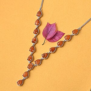 Korevora Sunstone Necklace 18 Inches in Platinum Over Sterling Silver 12 Grams 9.40 ctw