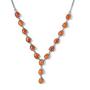 Korevora Sunstone Necklace 18 Inches in Platinum Over Sterling Silver 12 Grams 9.40 ctw