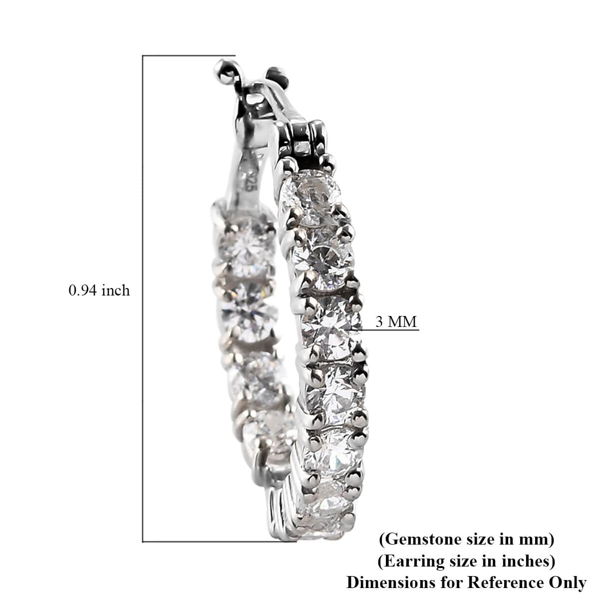 Lustro Stella Made with Finest CZ Inside Out Hoop Earrings in Platinum Over Sterling Silver 4.75 ctw image number 3