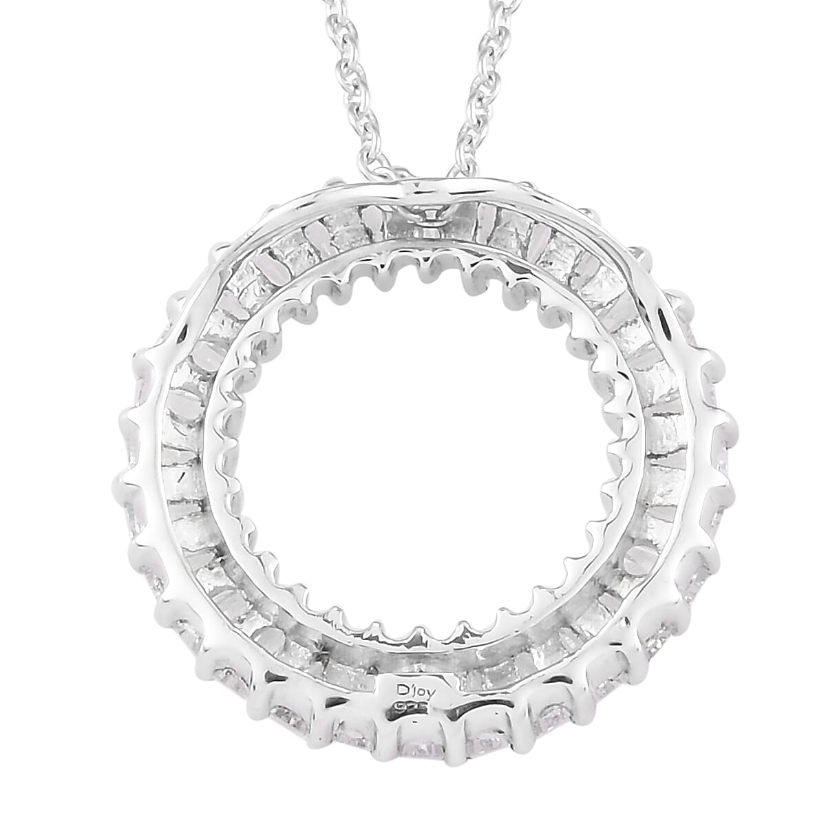 Lustro Stella Made with Finest CZ Circle Pendant Necklace 20 Inches in Platinum Over Sterling Silver 3.20 ctw image number 4