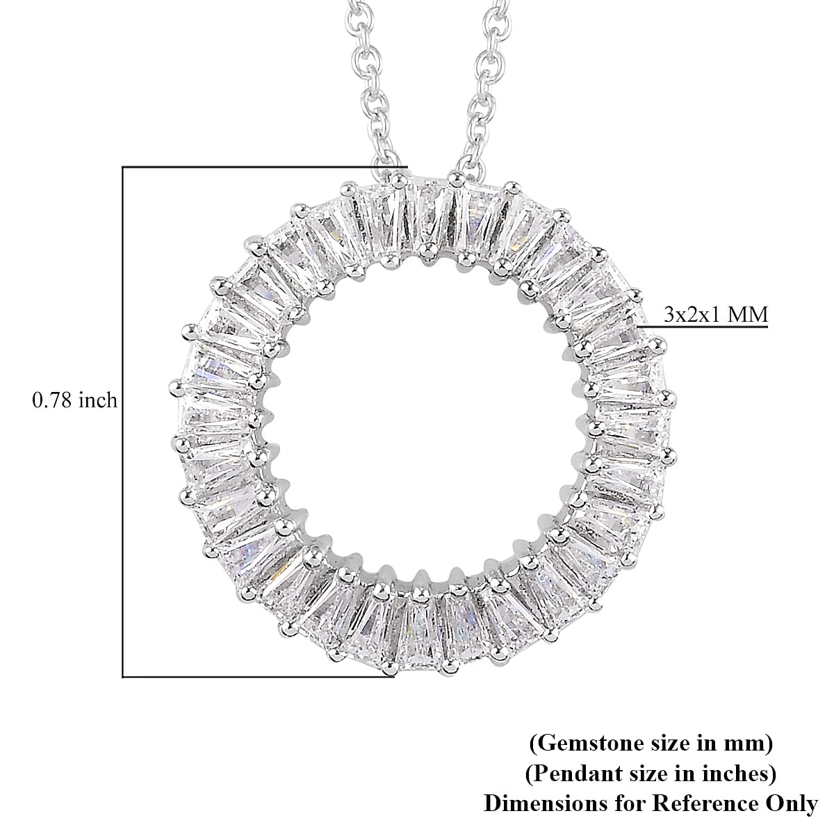 Lustro Stella Made with Finest CZ Circle Pendant Necklace 20 Inches in Platinum Over Sterling Silver 3.20 ctw image number 5