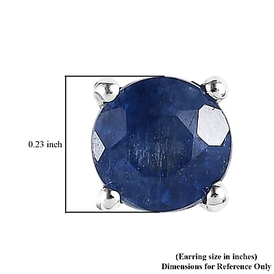 D'Joy Masoala Sapphire (D) 3.40 ctw Solitaire Stud Earrings in Platinum Over Sterling Silver