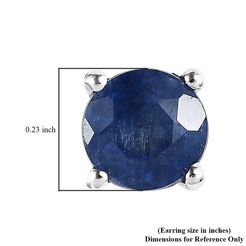 D'Joy Masoala Sapphire (D) 3.40 ctw Solitaire Stud Earrings in Platinum Over Sterling Silver