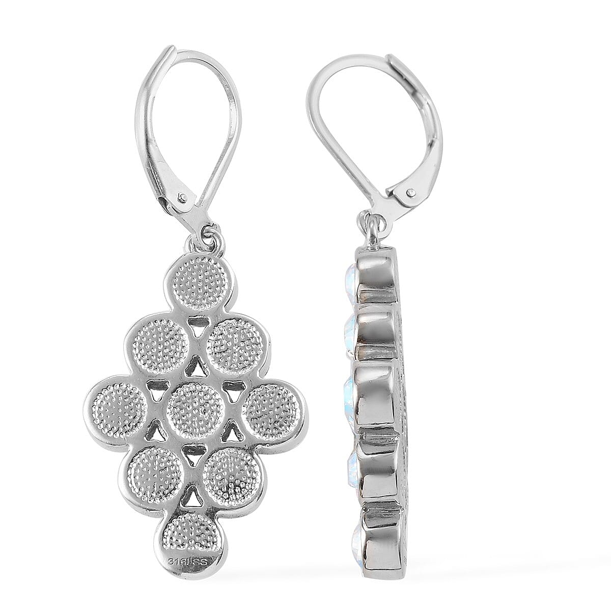 Aurora Borealis Crystal Lever Back Earrings in Stainless Steel image number 3