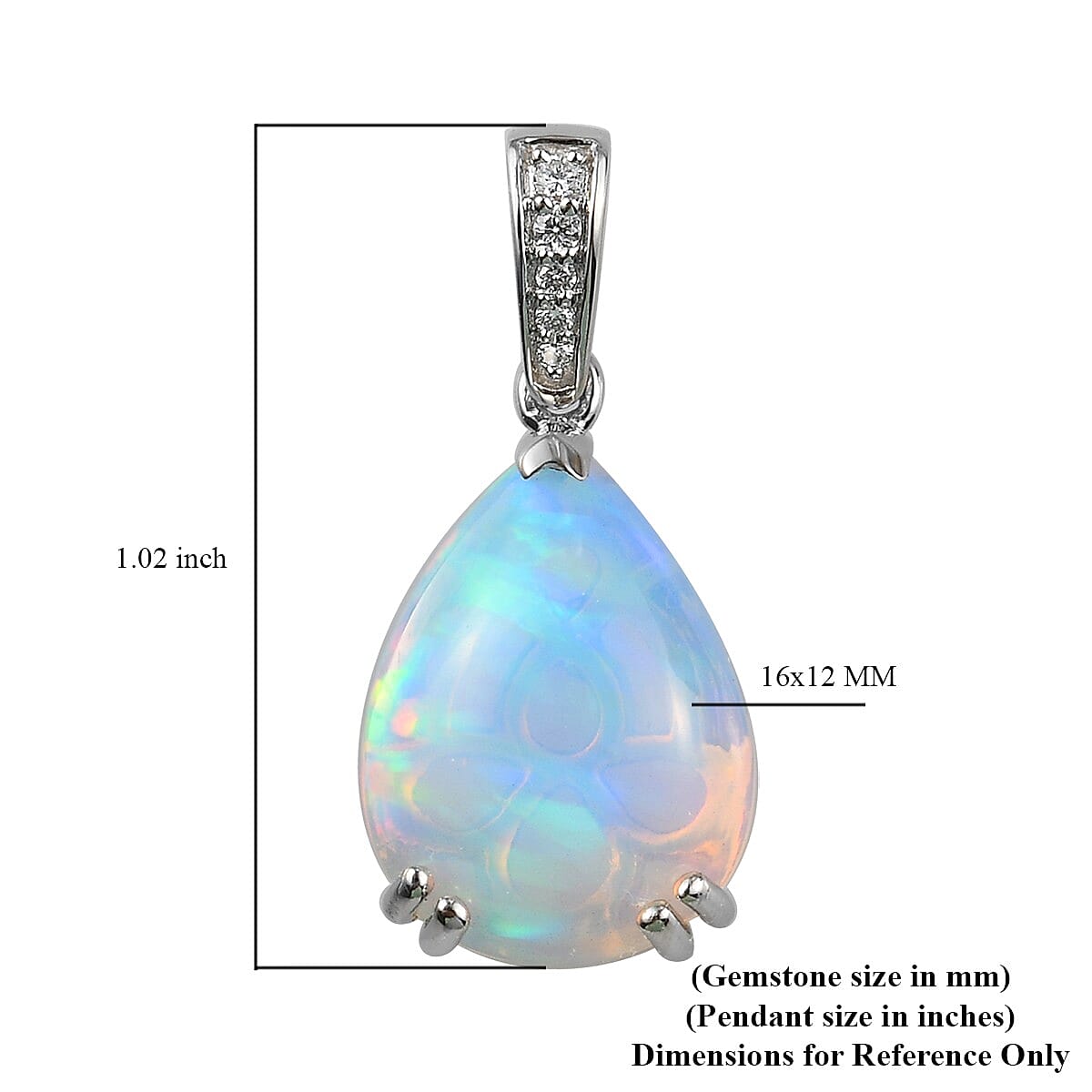 RHAPSODY 5.25 ctw AAAA Ethiopian Welo Opal and Diamond E-F VS Drop Pendant in 950 Platinum 3 Grams image number 4