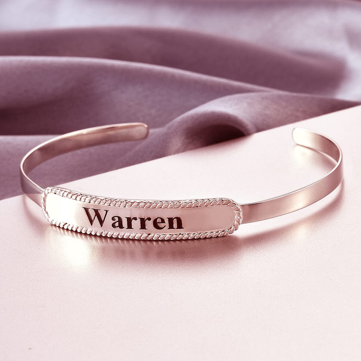 Personalized 14K RG Over Sterling Silver Cuff Bracelet (7.25 in) (9 g) image number 1