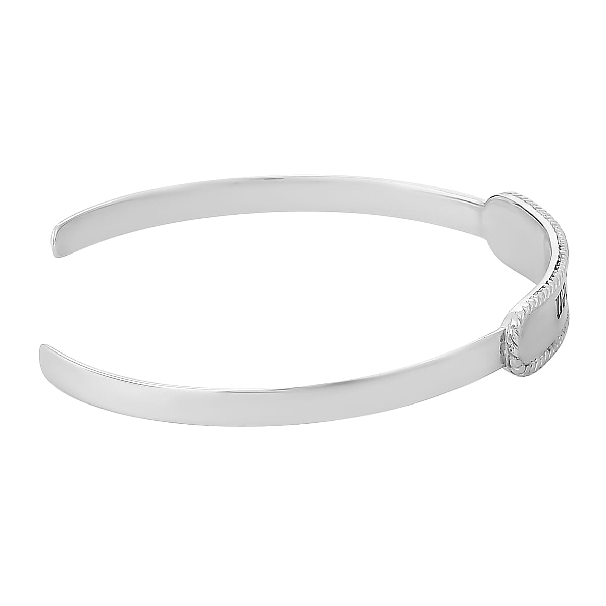 Platinum Over Sterling Silver Cuff Bracelet (7.25 in) 9 Grams image number 2