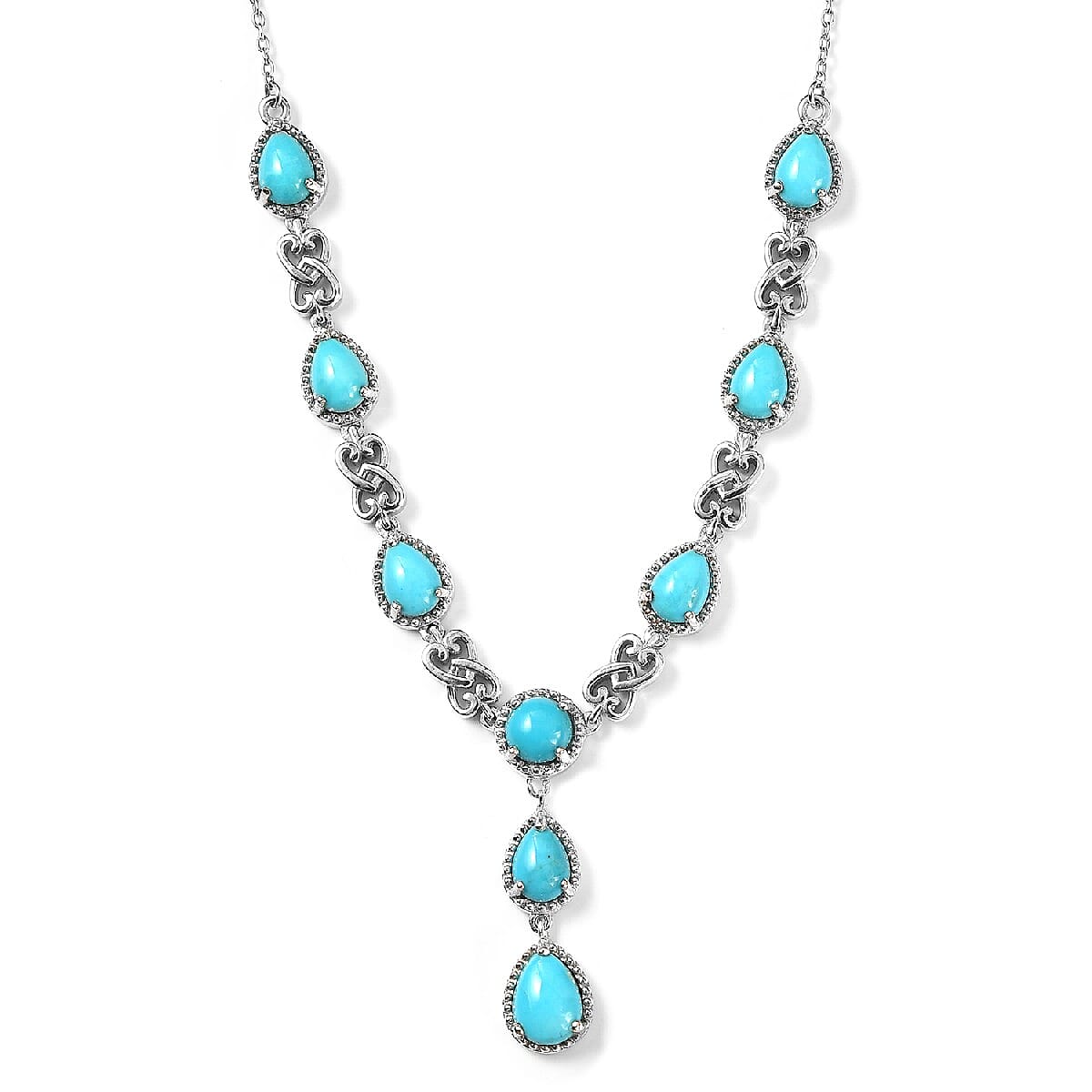 AMERICAN Natural Sleeping Beauty Turquoise Necklace 20 Inches in Platinum Over Sterling Silver 9.60 Grams 6.50 ctw