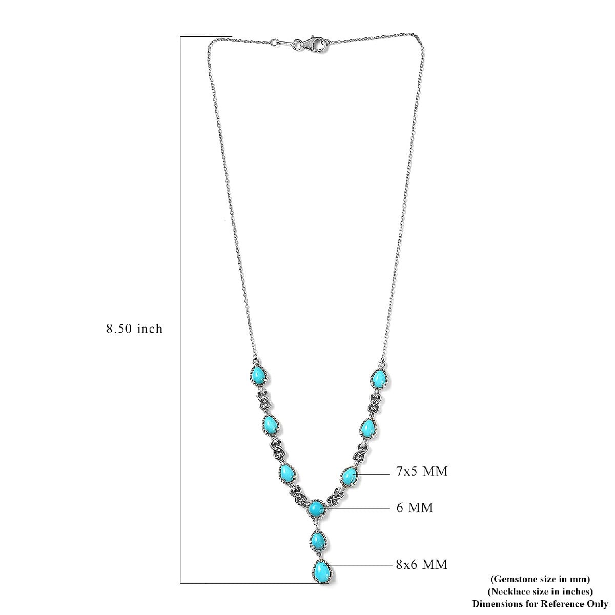 AMERICAN Natural Sleeping Beauty Turquoise Necklace 20 Inches in Platinum Over Sterling Silver 9.60 Grams 6.50 ctw