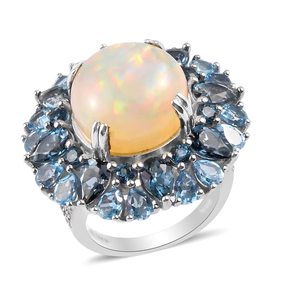 Ethiopian Welo Opal and Multi Gemstone Ring in Platinum Over Sterling Silver (Size 7.0) 15.70 ctw image number 0