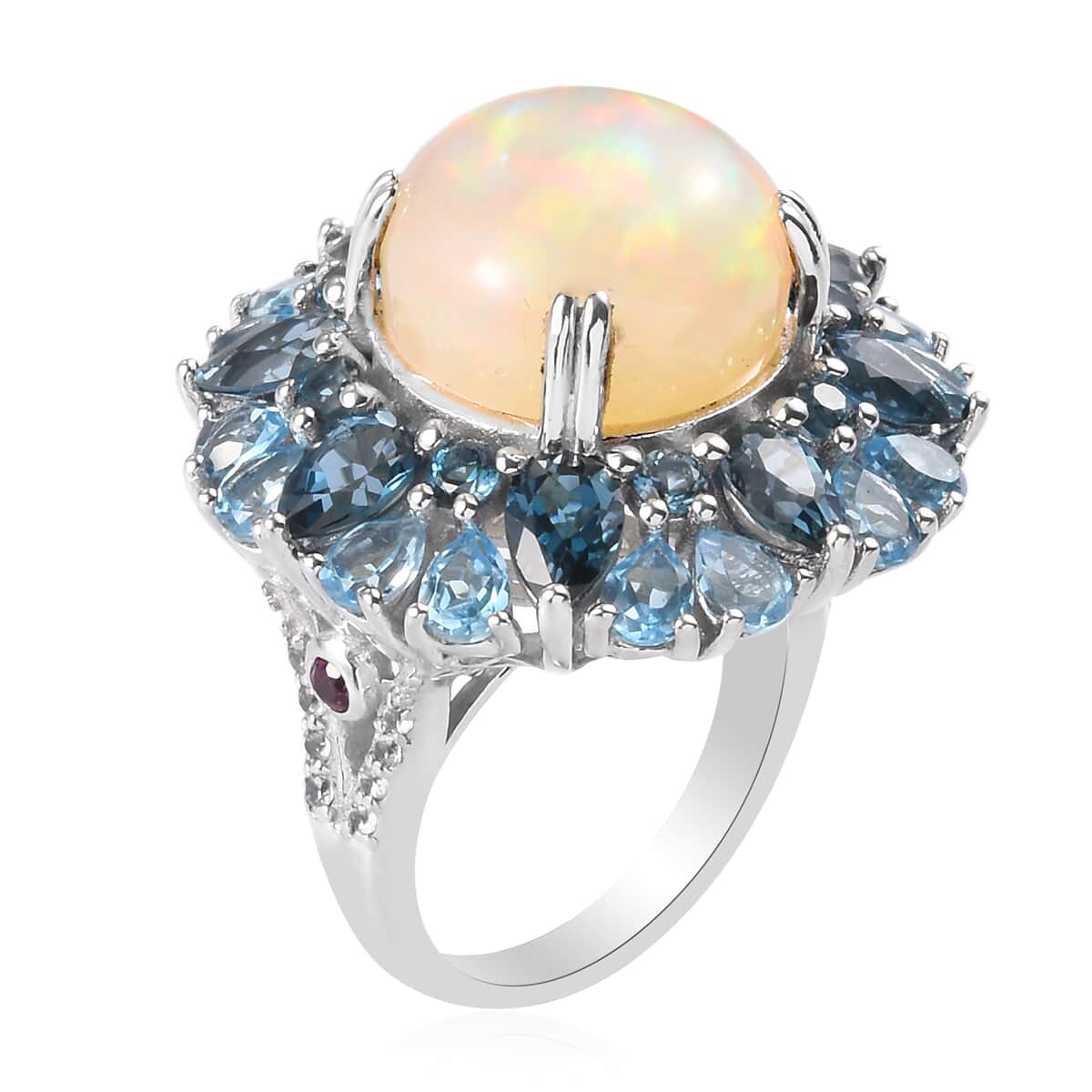 Ethiopian Welo Opal and Multi Gemstone Ring in Platinum Over Sterling Silver (Size 7.0) 15.70 ctw image number 1