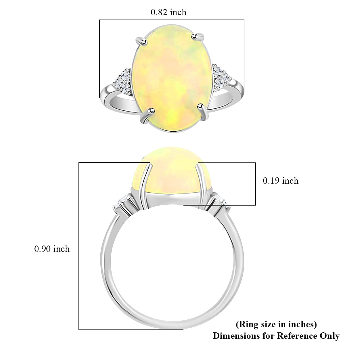 Certified & Appraised Iliana 18K White Gold AAA Ethiopian Welo Opal and G-H SI Diamond Ring (Size 9.0) 4.85 Grams 7.10 ctw image number 4