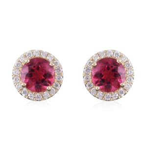 Iliana 18K Yellow Gold AAA Ouro Fino Rubellite and Diamond G-H SI Stud Earrings 2.10 Grams 2.15 ctw