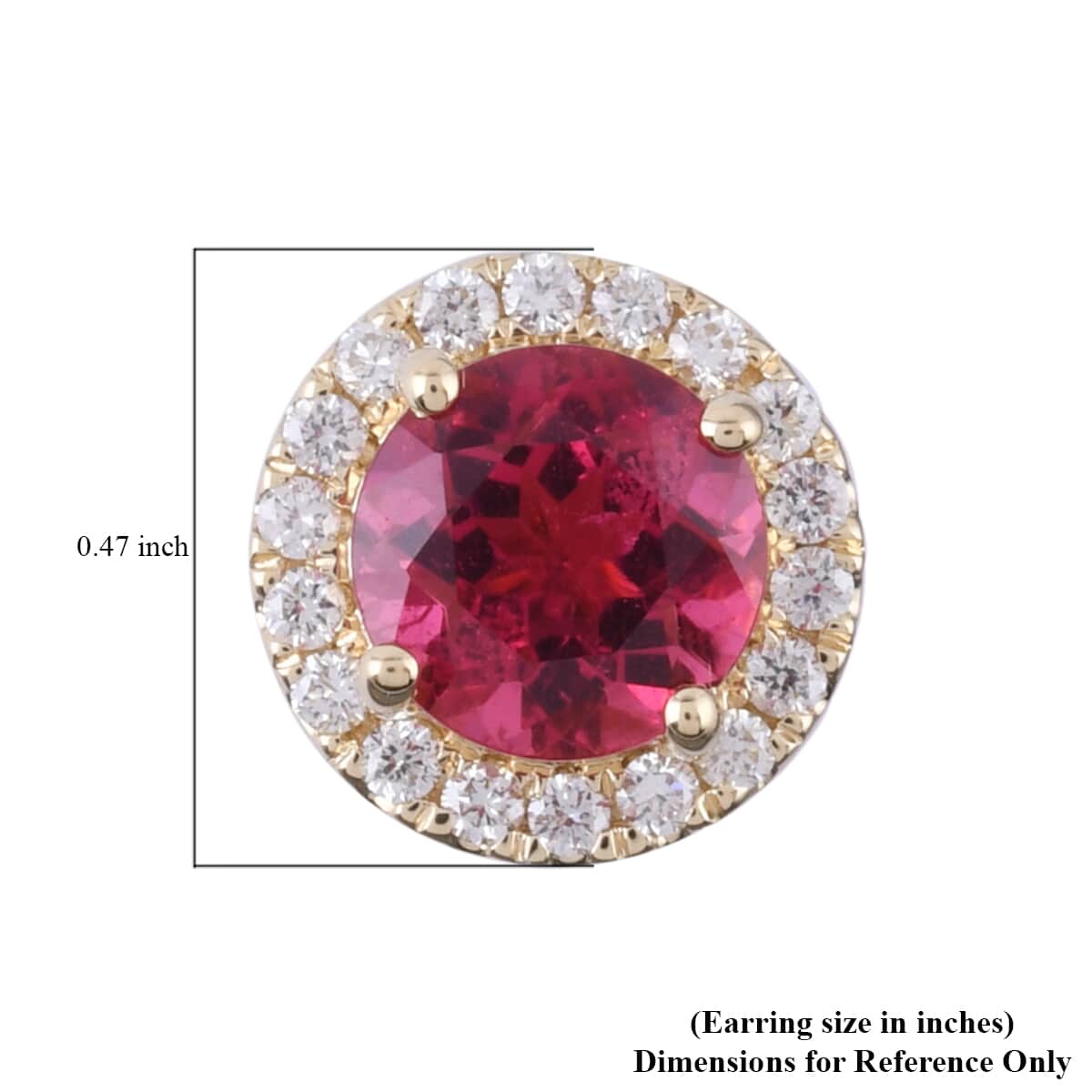 Iliana 18K Yellow Gold AAA Ouro Fino Rubellite and Diamond G-H SI Stud Earrings 2.10 Grams 2.15 ctw image number 3