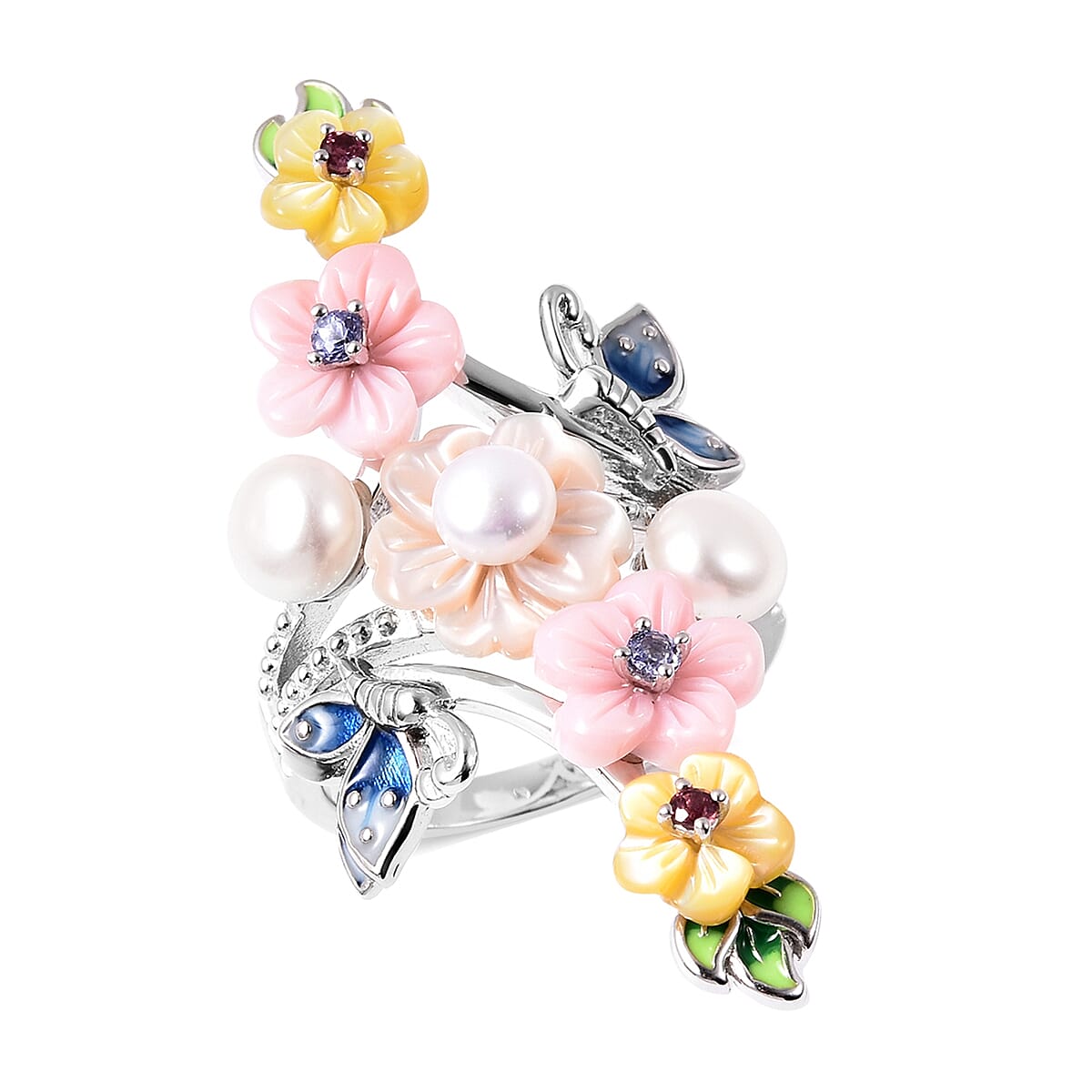 クリスタル Floral Carved Lozenge. 1連 Buy Jardin Collection Multi Color Mother of Pearl and Multi
