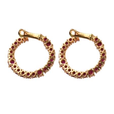 Ruby Hoop Earrings in 14K Yellow Gold Over Sterling Silver 10.85 ctw image number 1