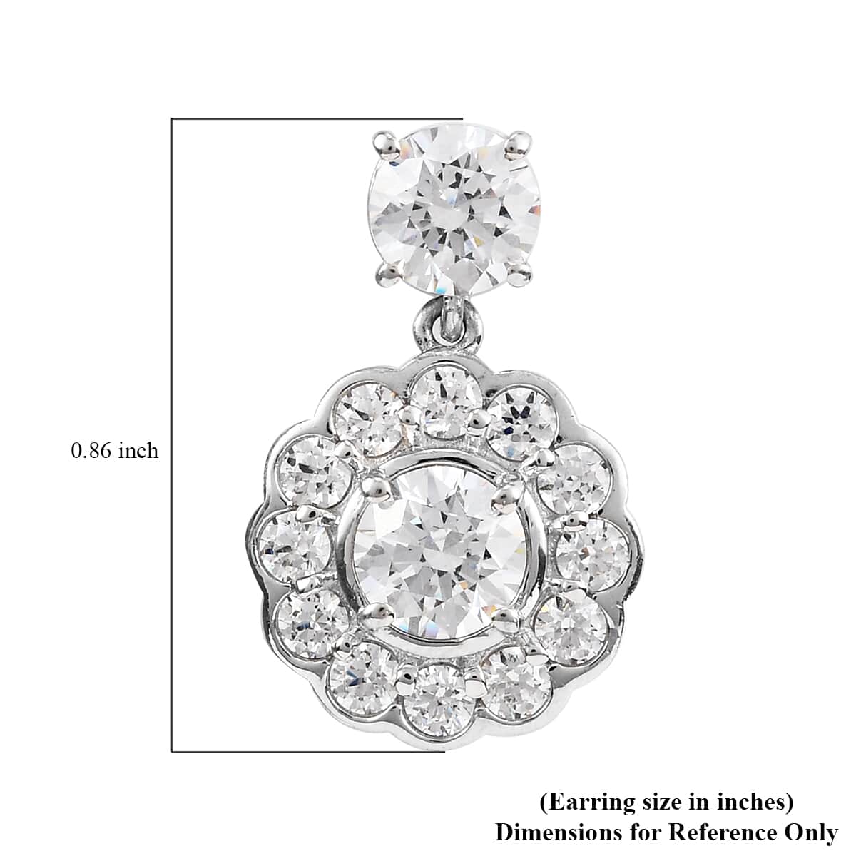 Lustro Stella Made with Finest CZ Dangle Earrings in Platinum Over Sterling Silver 8.60 ctw image number 4