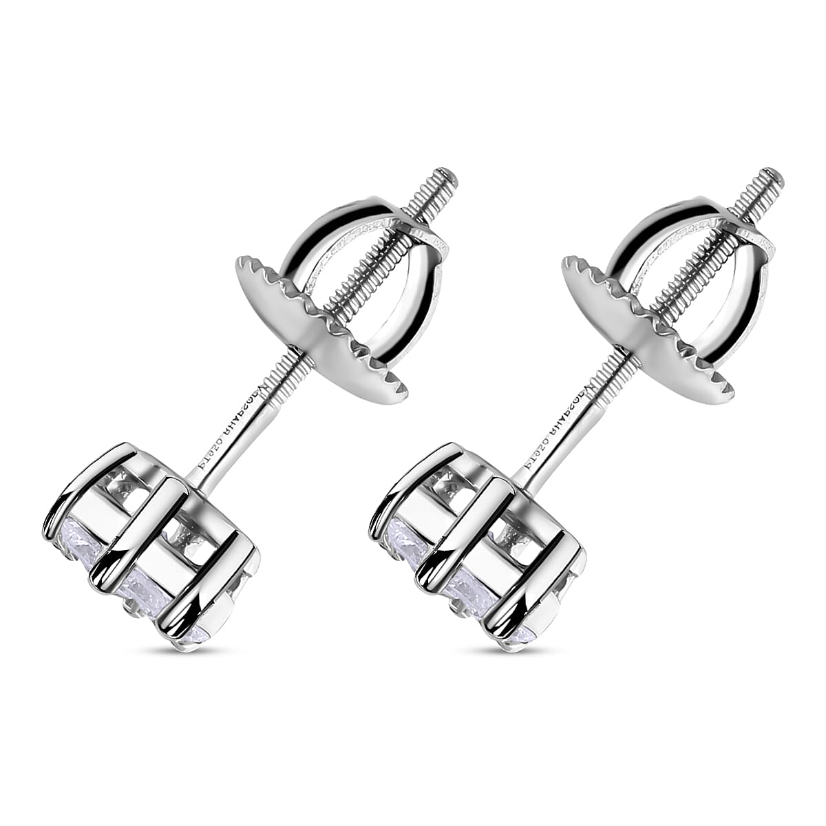  950 Platinum E-F VS Diamond Stud Earrings 2.40 Grams 1.00 ctw image number 3