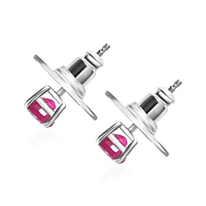 D'Joy Niassa Ruby (FF) 1.50 ctw Earrings in Platinum Over Sterling Silver, Solitaire Silver Earrings, Birthday Gifts For Her