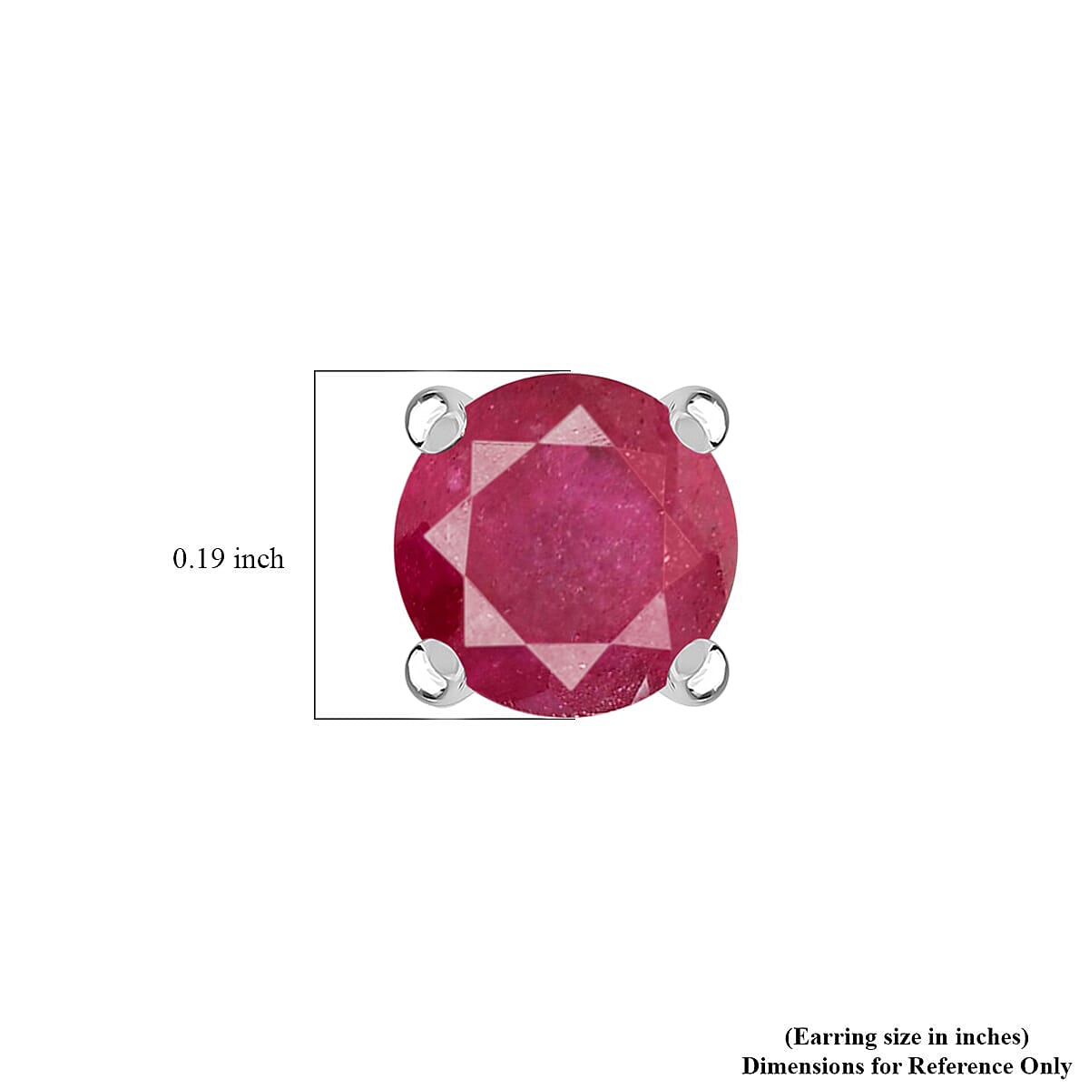 D'Joy Niassa Ruby (FF) 1.50 ctw Earrings in Platinum Over Sterling Silver, Solitaire Silver Earrings, Birthday Gifts For Her