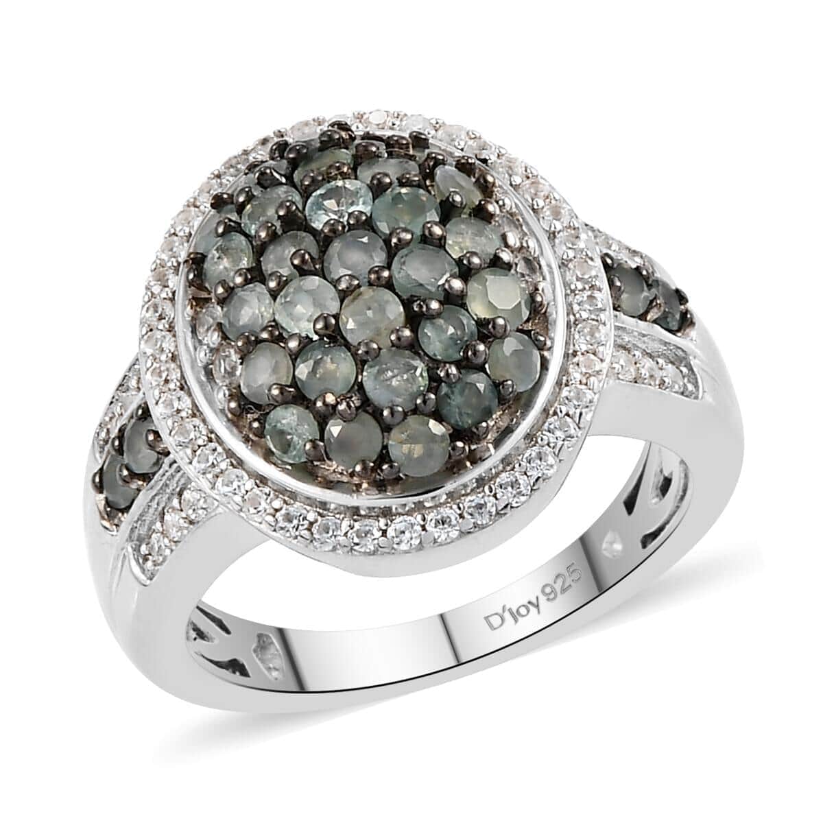 Narsipatnam Alexandrite and Natural White Zircon Cluster Ring in Rhodium and Platinum Over Sterling Silver (Size 9.0) 1.85 ctw image number 0
