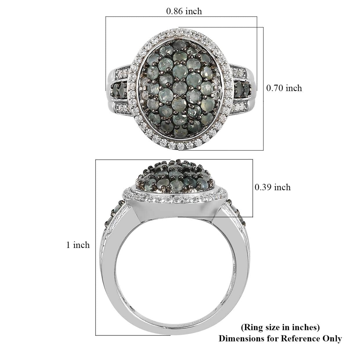 Narsipatnam Alexandrite and Natural White Zircon Cluster Ring in Rhodium and Platinum Over Sterling Silver (Size 9.0) 1.85 ctw image number 5