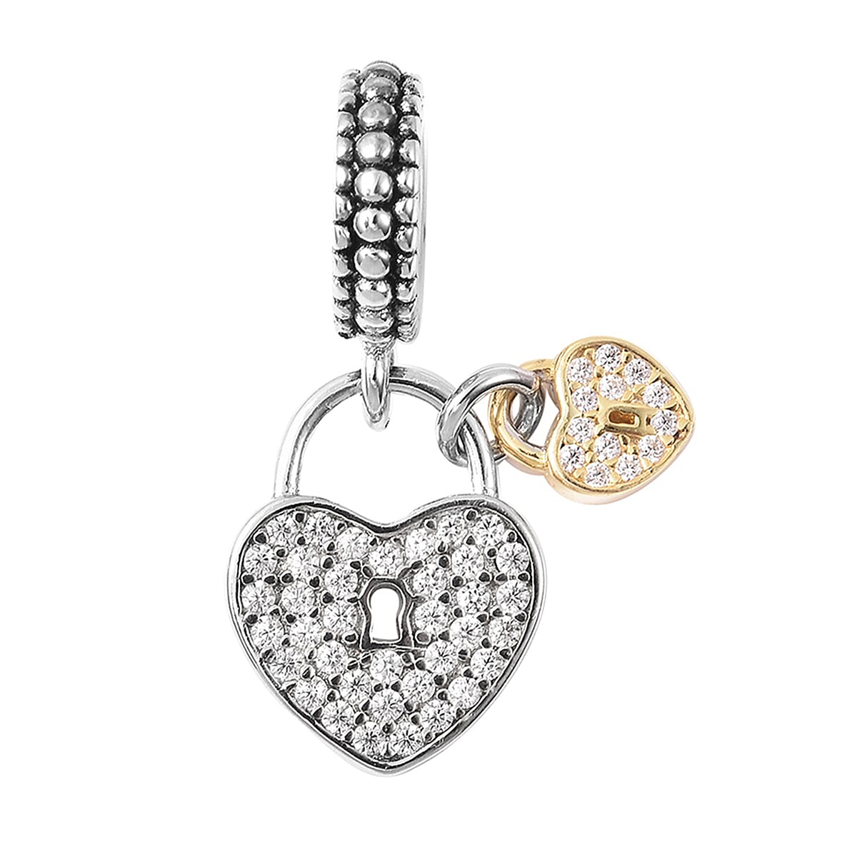 Surprise Jewelry Bath Bomb Lemon Scented with Simulated Diamond Heart Charm in Rhodium, 14K Yellow Gold Over and Sterling Silver 0.50 ctw image number 1