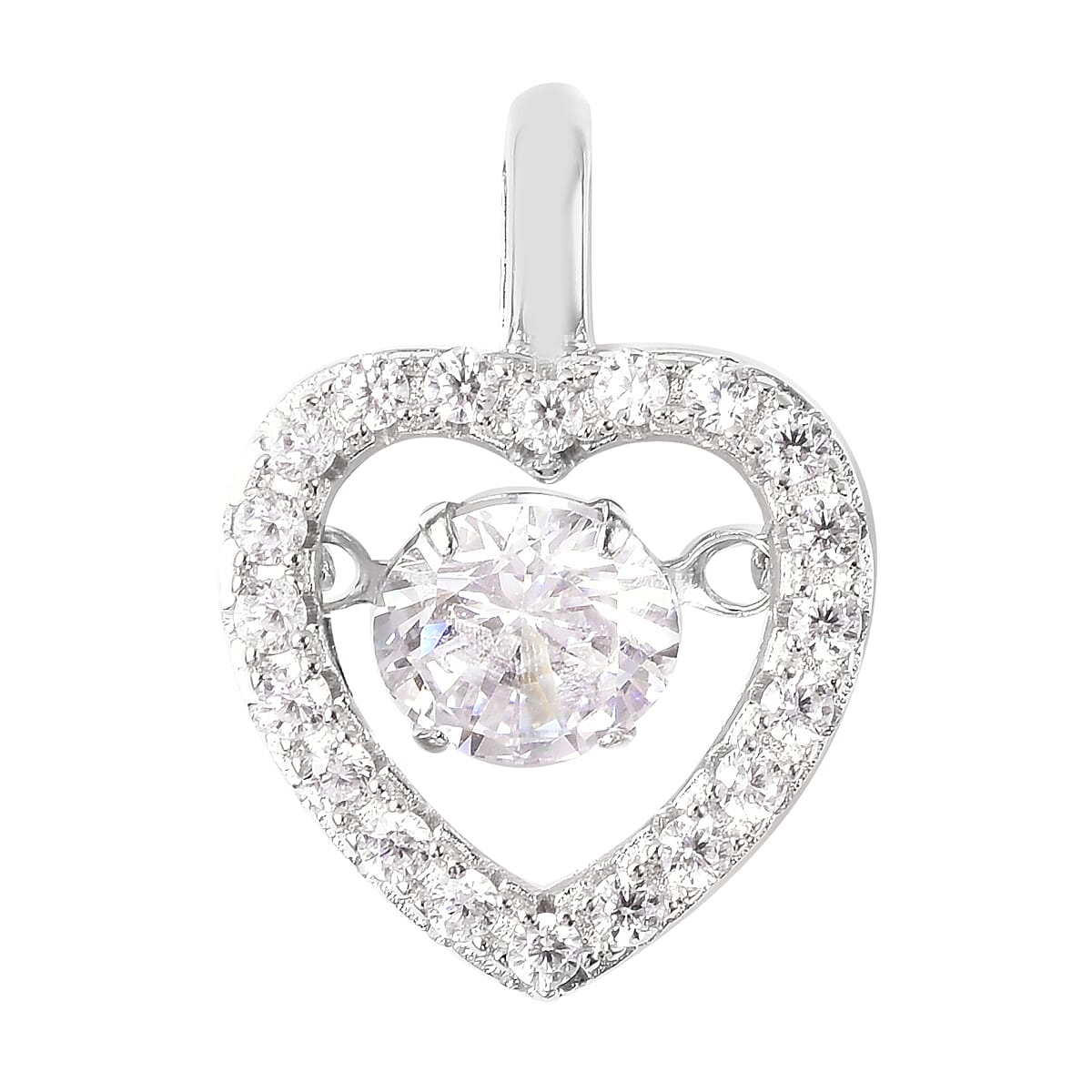Surprise Jewelry Bath Bomb Lavender Scented with Simulated Diamond Dancing Heart Pendant in Rhodium Over Sterling Silver and Bath Bomb (2.95) image number 1