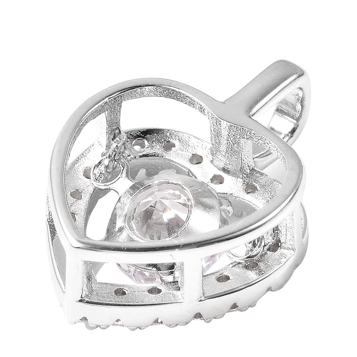 Surprise Jewelry Bath Bomb Lavender Scented with Simulated Diamond Dancing Heart Pendant in Rhodium Over Sterling Silver and Bath Bomb (2.95) image number 3