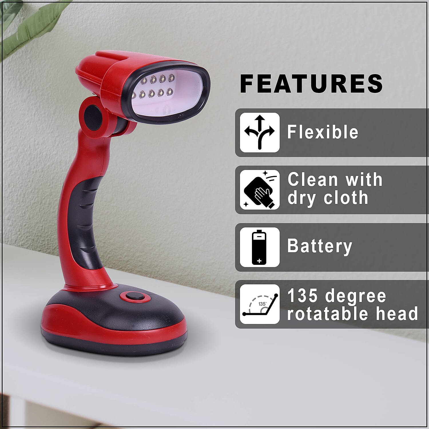Homesmart Set of 2 Flexible Desk LED Light Lamp - Yellow & Red (3AA Batteries Not Included)