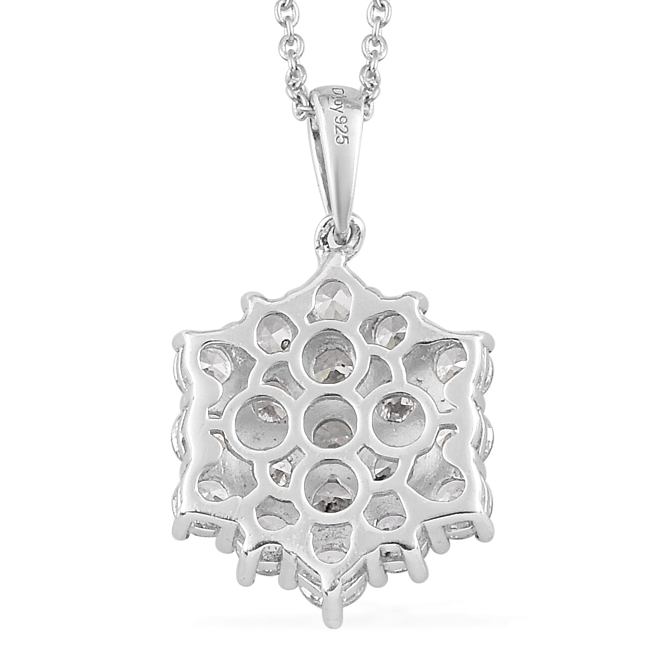 Lustro Stella Made with Finest CZ Cluster Pendant Necklace 20 Inches in Platinum Over Sterling Silver 4.20 ctw
