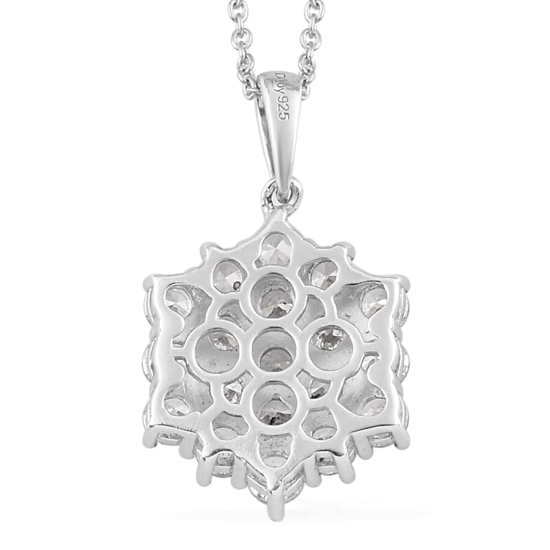 Lustro Stella Made with Finest CZ Cluster Pendant Necklace 20 Inches in Platinum Over Sterling Silver 4.20 ctw