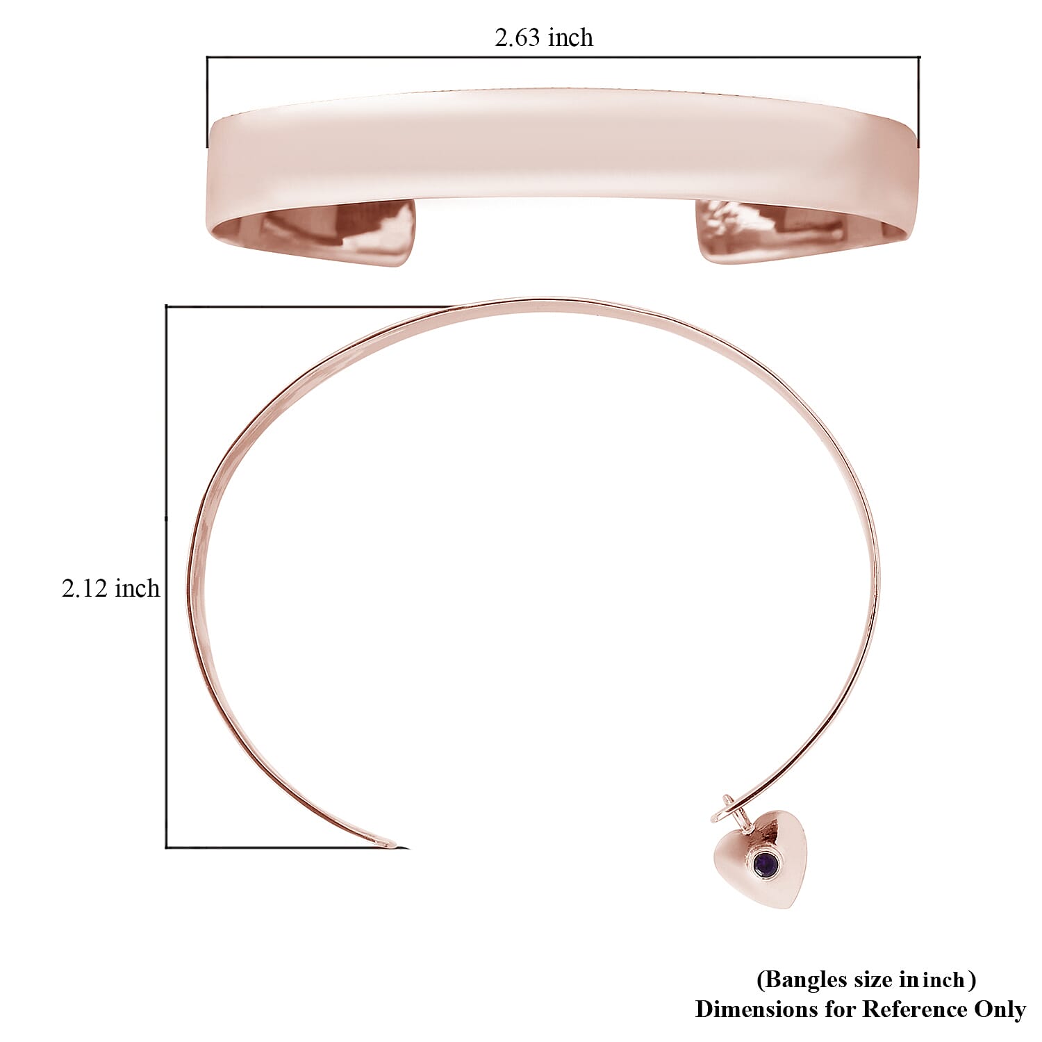 Amethyst Cuff Bracelet in 14K Rose Gold Over Sterling Silver (7.25 in) 0.05 ctw