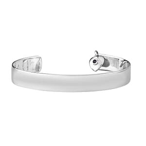 Personalized Amethyst Cuff Bangle in Platinum Over Sterling Silver (7.25 in) (13 g) 0.05 ctw