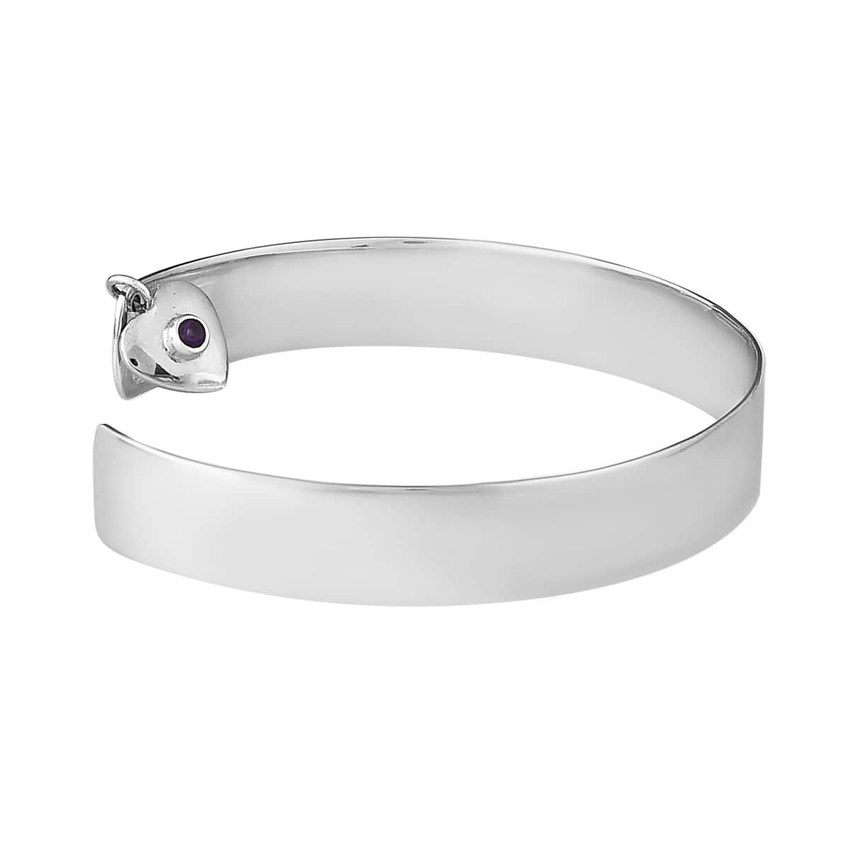 Amethyst Cuff Bangle in Platinum Over Sterling Silver (7.25 in) 9.0 Grams image number 2