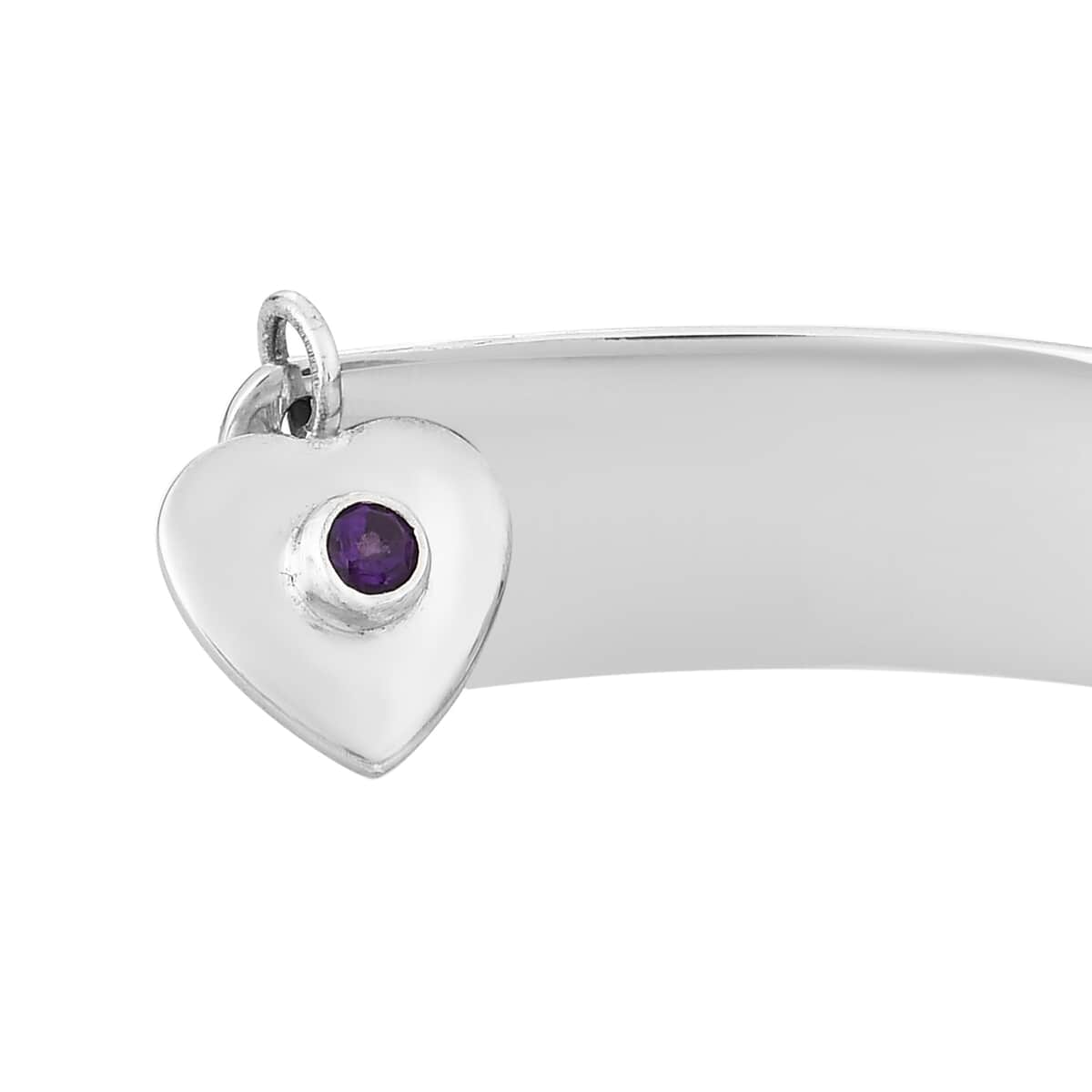 Amethyst Cuff Bangle in Platinum Over Sterling Silver (7.25 in) 9.0 Grams image number 4