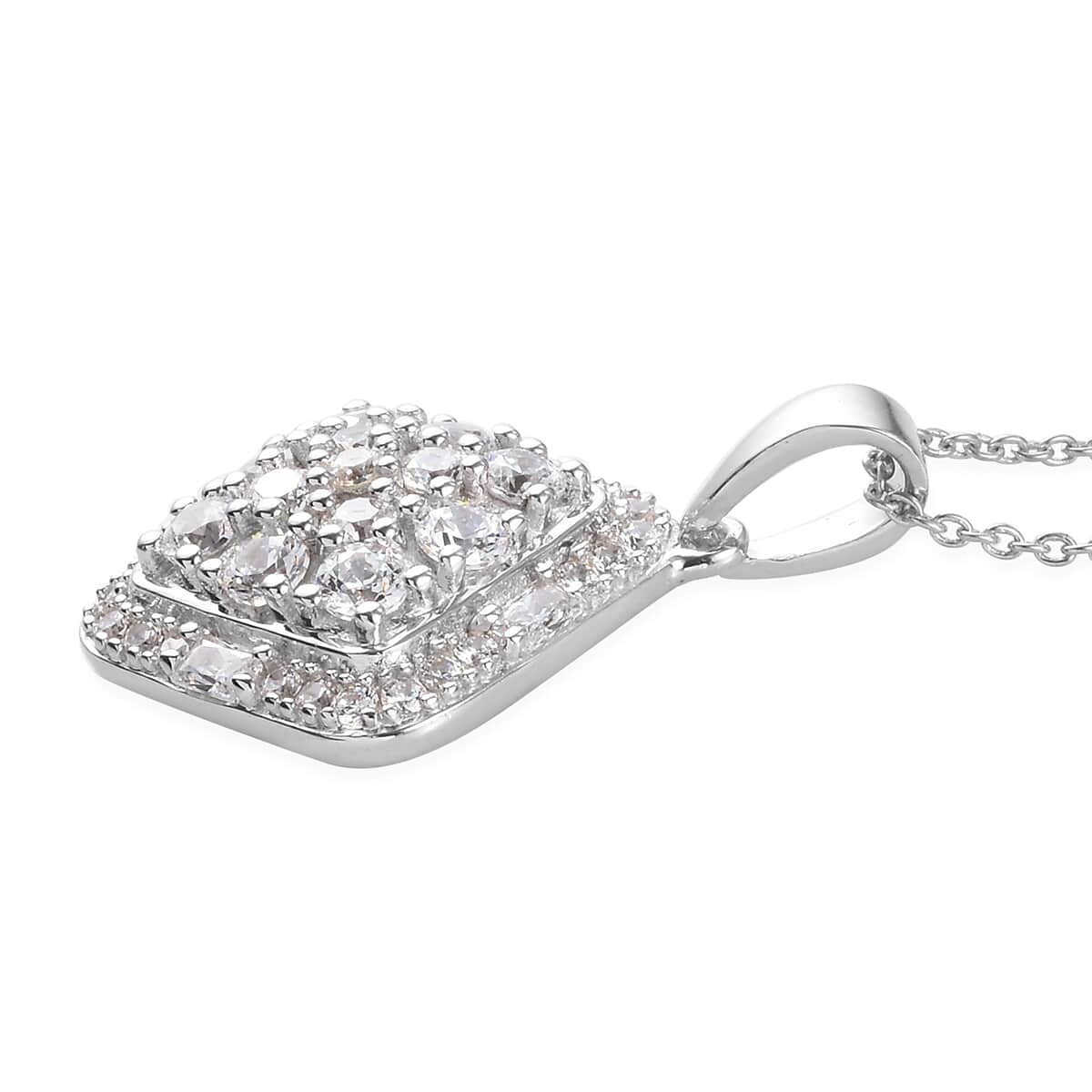 LUSTRO STELLA Made with Finest CZ Pendant Necklace 20 Inches in Platinum Over Sterling Silver 3.20 ctw image number 3